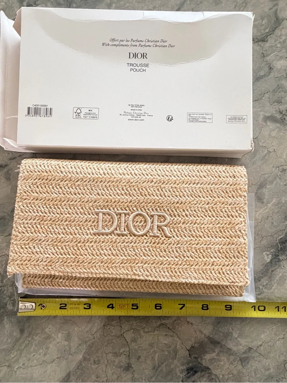 DIOR Natural Raffia Foldover Clutch - Beige